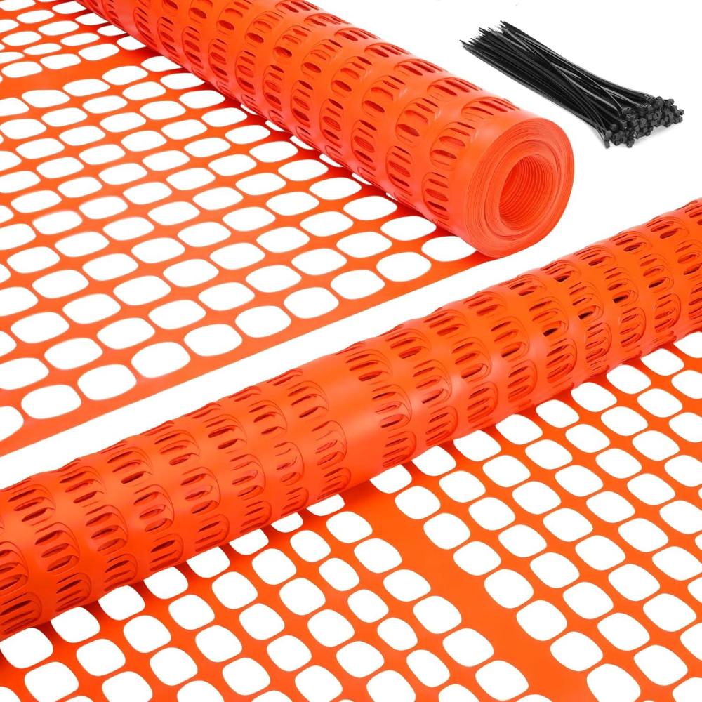 image:imageOhuhu Plastic Garden Fence Safety Fence 4x5053 LB Reusable Netting Plastic Mesh Fence Roll Temporary Fencing for Animal Barrier Construction Snow Fence Poultry Rabbits Chicken Dogs DeerOrange