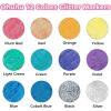 Ohuhu Acrylic Glitter Markers, 24 Metallic Glitter Colors, Fine Tip Paint Pens for Fine Details & Shimmer Accents, Water-Based & Quick Dry, for DIY Crafts, Cards, Journals, Wood & Rock Painting(12 Colors)