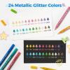 Ohuhu Acrylic Glitter Markers, 24 Metallic Glitter Colors, Fine Tip Paint Pens for Fine Details & Shimmer Accents, Water-Based & Quick Dry, for DIY Crafts, Cards, Journals, Wood & Rock Painting(24 Colors)