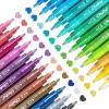 Ohuhu Acrylic Glitter Markers, 24 Metallic Glitter Colors, Fine Tip Paint Pens for Fine Details & Shimmer Accents, Water-Based & Quick Dry, for DIY Crafts, Cards, Journals, Wood & Rock Painting(24 Colors)