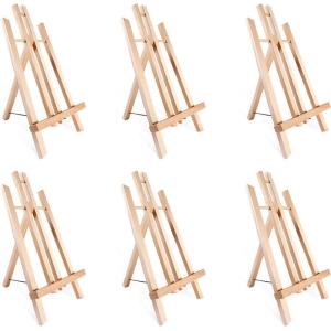 14″ A-Frame Painting Easels 6-Pack, Ohuhu 14 Inches Tall Display Stand Tabletop Art Easel Set Mini Wood Painting Easels for Kids Children Artist Student Classroom Table Top Display, Back To School Art