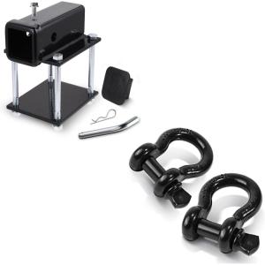 Ohuhu Bolt-on RV Bumper Hitch Receiver Adapter + D Ring Shackles