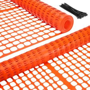 Ohuhu Plastic Garden Fence Safety Fence, 4’x50’/5.3 LB Reusable Netting Plastic Mesh Fence Roll, Temporary Fencing for Animal Barrier Construction Snow Fence Poultry Rabbits Chicken Dogs Deer(Orange)