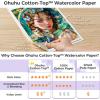 Ohuhu Cotton-Top Watercolor Paper Pad: 9″x12″ Cold Press Paper – 140 lb/300 GSM Heavyweight White Paper – 30 Sheets/60 Pages Water Color Paper for Watercolor Gouache Ink Acrylic Professional Artist(Hot Press)
