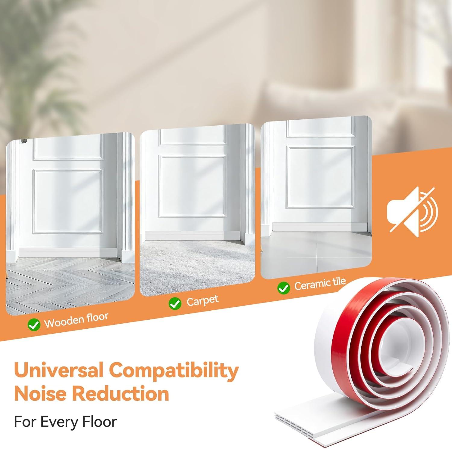 image:imageDoor Draft Stopper Weather Stripping Ohuhu 2 Pack 39 L x 2 W Under Door Bottom Seal Strip Sweep 1 Widened Backing Adhesive Blocker Gap Filler Flexible Noise Insulation Draft Guard Bottom of DoorWhite