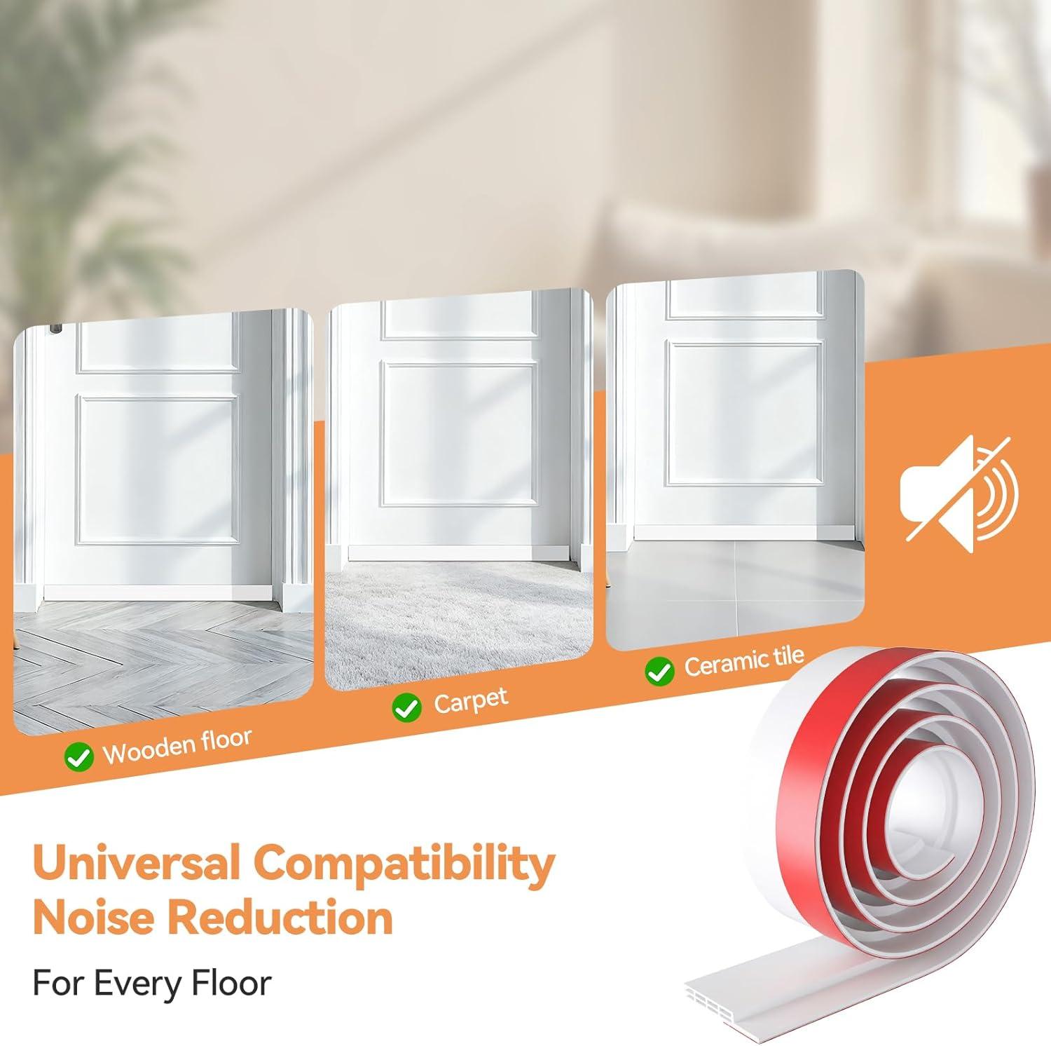 image:imageDoor Draft Stopper Weather Stripping Ohuhu 2 Pack 39 L x 2 W Under Door Bottom Seal Strip Sweep 1 Widened Backing Adhesive Blocker Gap Filler Flexible Noise Insulation Draft Guard Bottom of DoorWhite