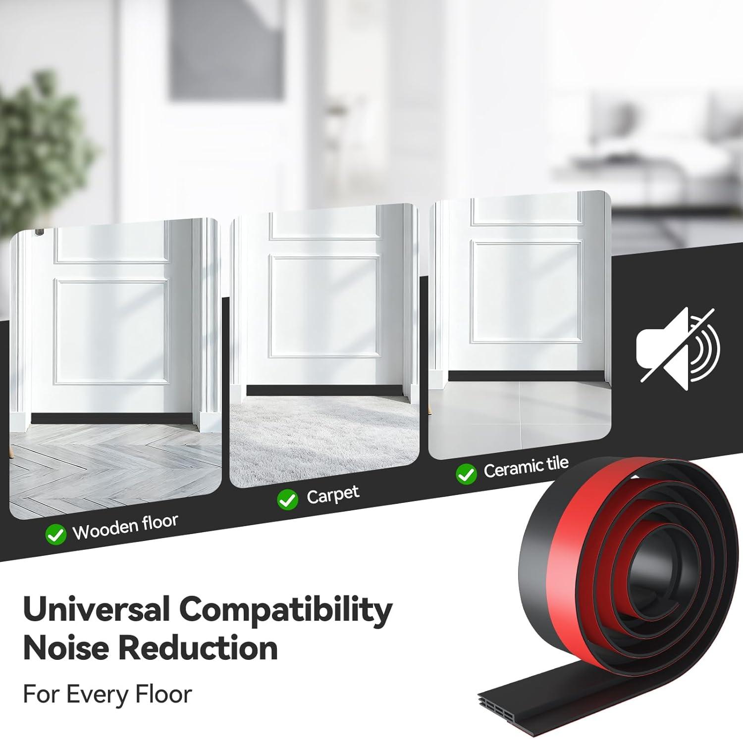 image:imageDoor Draft Stopper Weather Stripping Ohuhu 2 Pack 39 L x 2 W Under Door Bottom Seal Strip Sweep 1 Widened Backing Adhesive Blocker Gap Filler Flexible Noise Insulation Draft Guard Bottom of DoorBlack
