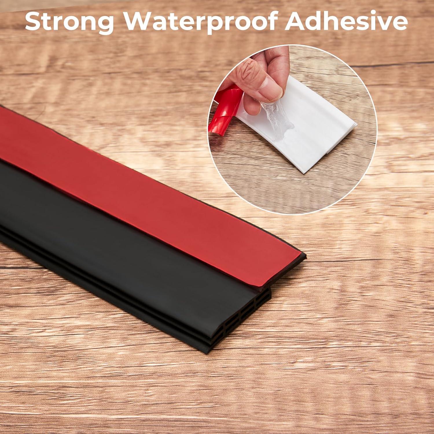 image:imageDoor Draft Stopper Weather Stripping Ohuhu 2 Pack 39 L x 2 W Under Door Bottom Seal Strip Sweep 1 Widened Backing Adhesive Blocker Gap Filler Flexible Noise Insulation Draft Guard Bottom of DoorBlack
