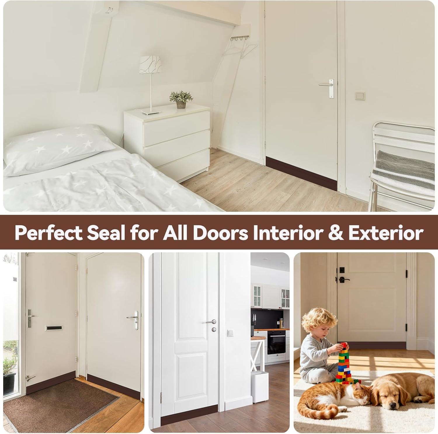 image:imageDoor Draft Stopper Weather Stripping Ohuhu 2 Pack 39 L x 2 W Under Door Bottom Seal Strip Sweep 1 Widened Backing Adhesive Blocker Gap Filler Flexible Noise Insulation Draft Guard Bottom of DoorBrown