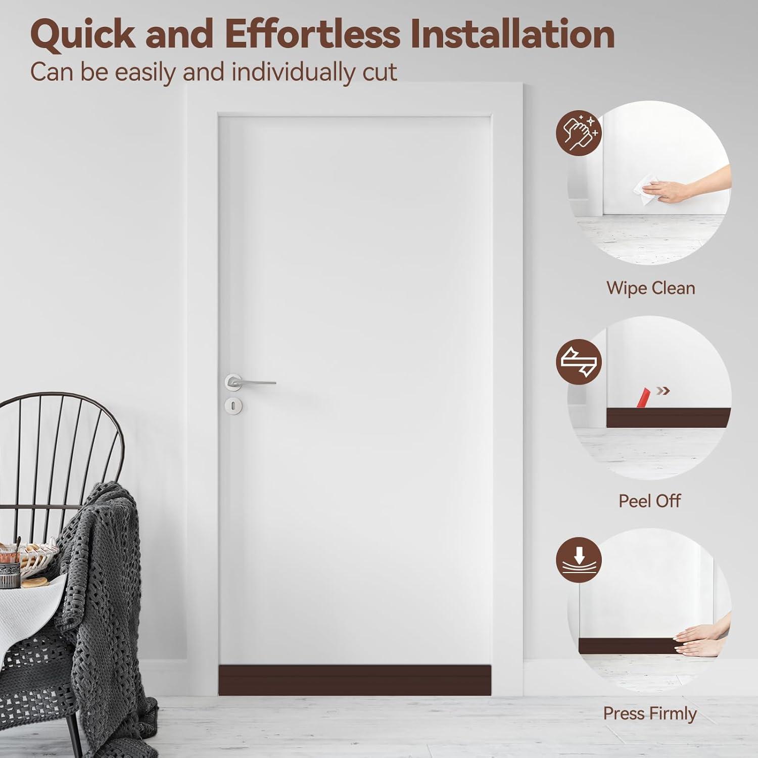 image:imageDoor Draft Stopper Weather Stripping Ohuhu 2 Pack 39 L x 2 W Under Door Bottom Seal Strip Sweep 1 Widened Backing Adhesive Blocker Gap Filler Flexible Noise Insulation Draft Guard Bottom of DoorBrown