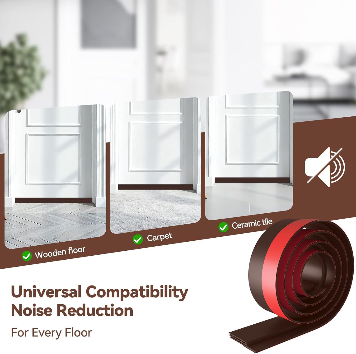 image:imageDoor Draft Stopper Weather Stripping Ohuhu 2 Pack 39 L x 2 W Under Door Bottom Seal Strip Sweep 1 Widened Backing Adhesive Blocker Gap Filler Flexible Noise Insulation Draft Guard Bottom of DoorBrown