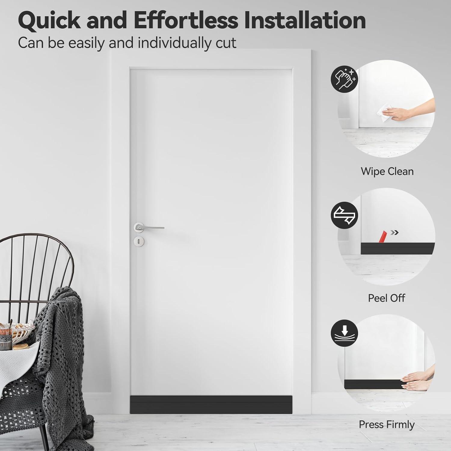 image:imageDoor Draft Stopper Weather Stripping Ohuhu 2 Pack 39 L x 2 W Under Door Bottom Seal Strip Sweep 1 Widened Backing Adhesive Blocker Gap Filler Flexible Noise Insulation Draft Guard Bottom of DoorBlack