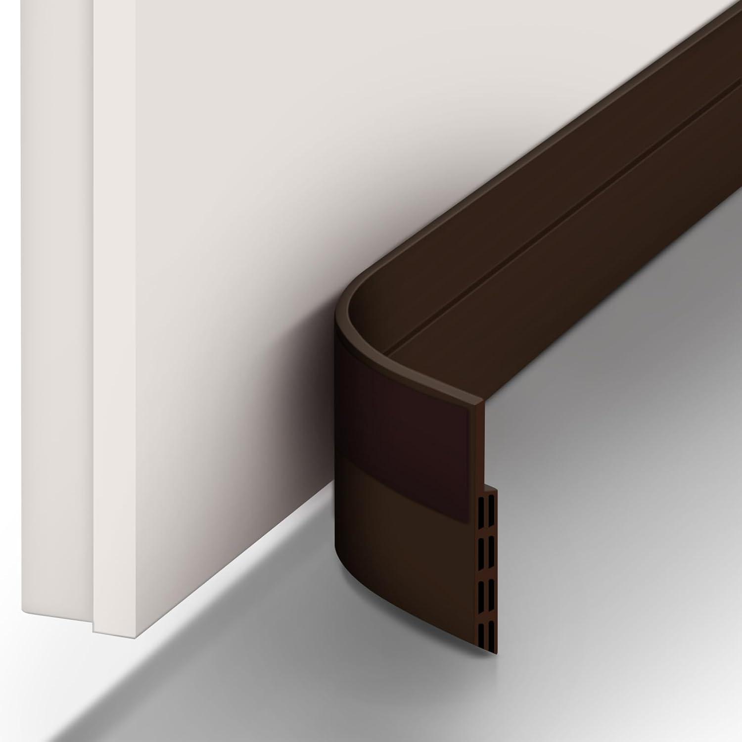 image:imageDoor Draft Stopper Weather Stripping Ohuhu 2 Pack 39 L x 2 W Under Door Bottom Seal Strip Sweep 1 Widened Backing Adhesive Blocker Gap Filler Flexible Noise Insulation Draft Guard Bottom of DoorBrown