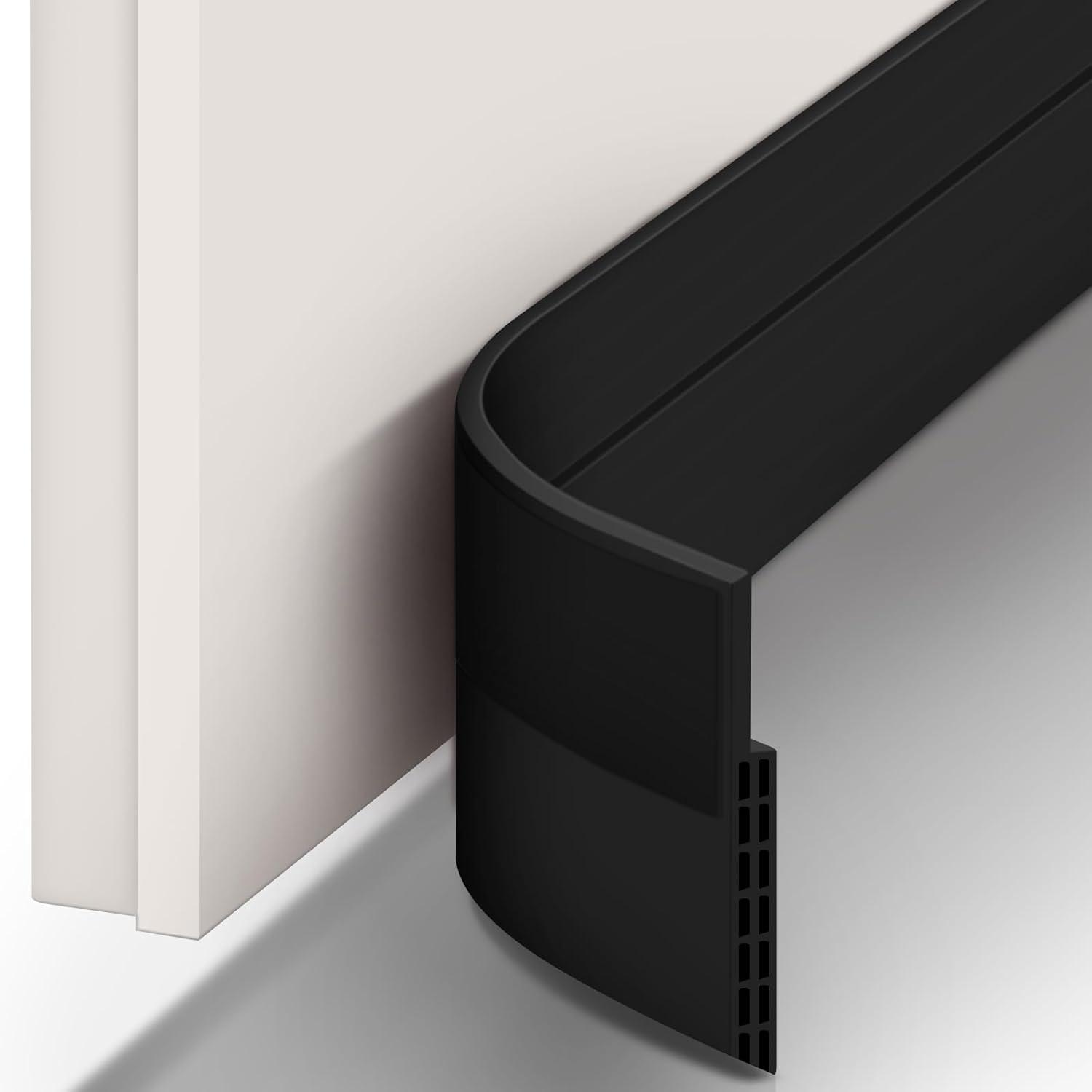 image:imageDoor Draft Stopper Weather Stripping Ohuhu 2 Pack 39 L x 2 W Under Door Bottom Seal Strip Sweep 1 Widened Backing Adhesive Blocker Gap Filler Flexible Noise Insulation Draft Guard Bottom of DoorBlack