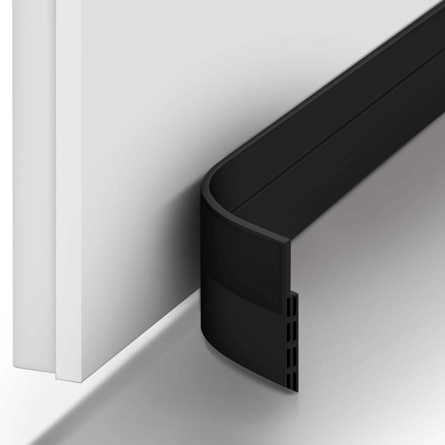 image:imageDoor Draft Stopper Weather Stripping Ohuhu 2 Pack 39 L x 2 W Under Door Bottom Seal Strip Sweep 1 Widened Backing Adhesive Blocker Gap Filler Flexible Noise Insulation Draft Guard Bottom of DoorBlack