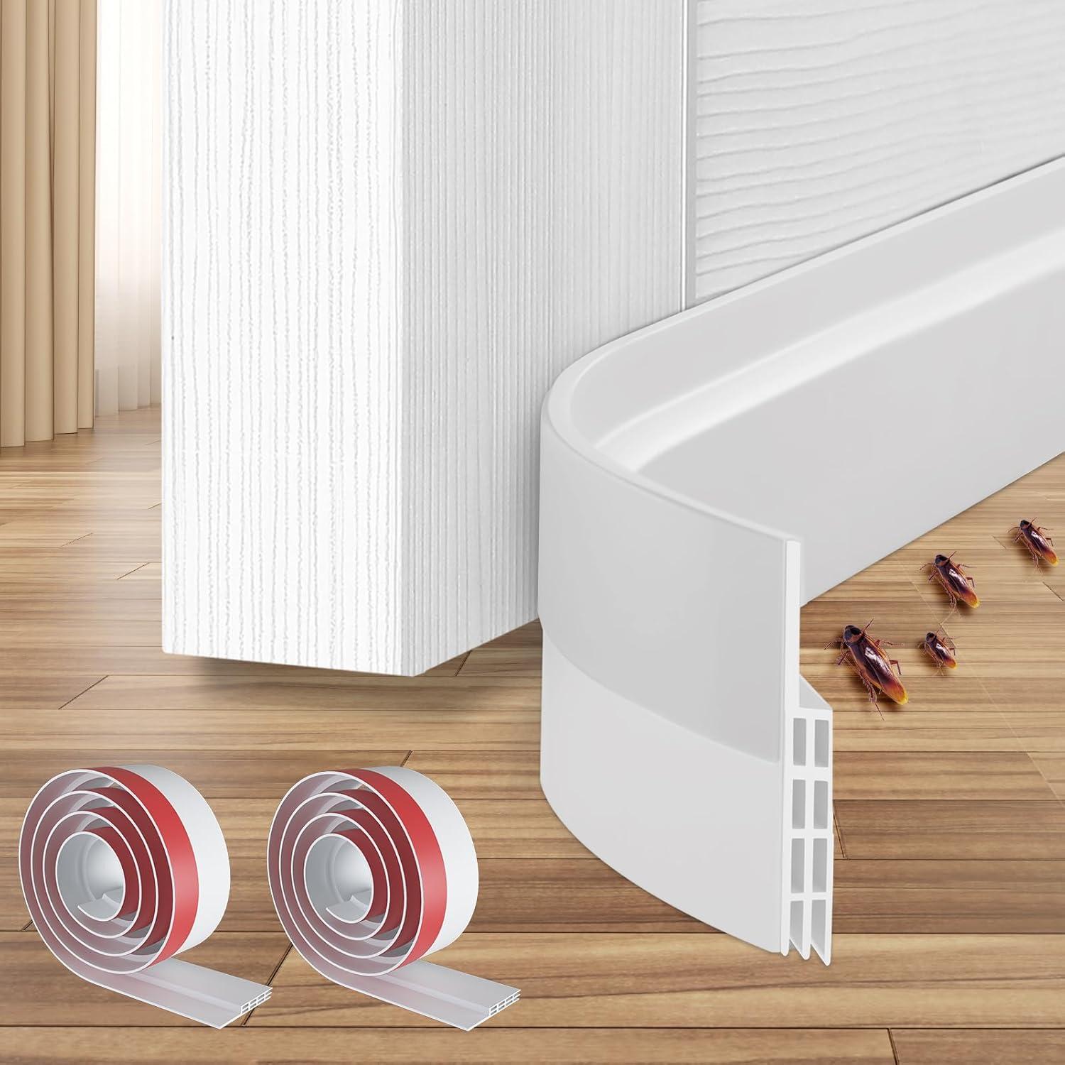 image:imageDoor Draft Stopper Weather Stripping Ohuhu 2 Pack 39 L x 2 W Under Door Bottom Seal Strip Sweep 1 Widened Backing Adhesive Blocker Gap Filler Flexible Noise Insulation Draft Guard Bottom of DoorWhite