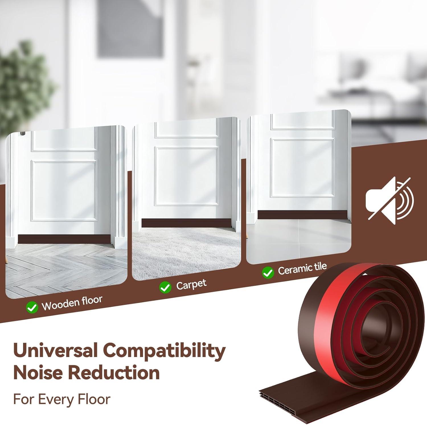 image:imageDoor Draft Stopper Weather Stripping Ohuhu 2 Pack 39 L x 2 W Under Door Bottom Seal Strip Sweep 1 Widened Backing Adhesive Blocker Gap Filler Flexible Noise Insulation Draft Guard Bottom of DoorBrown