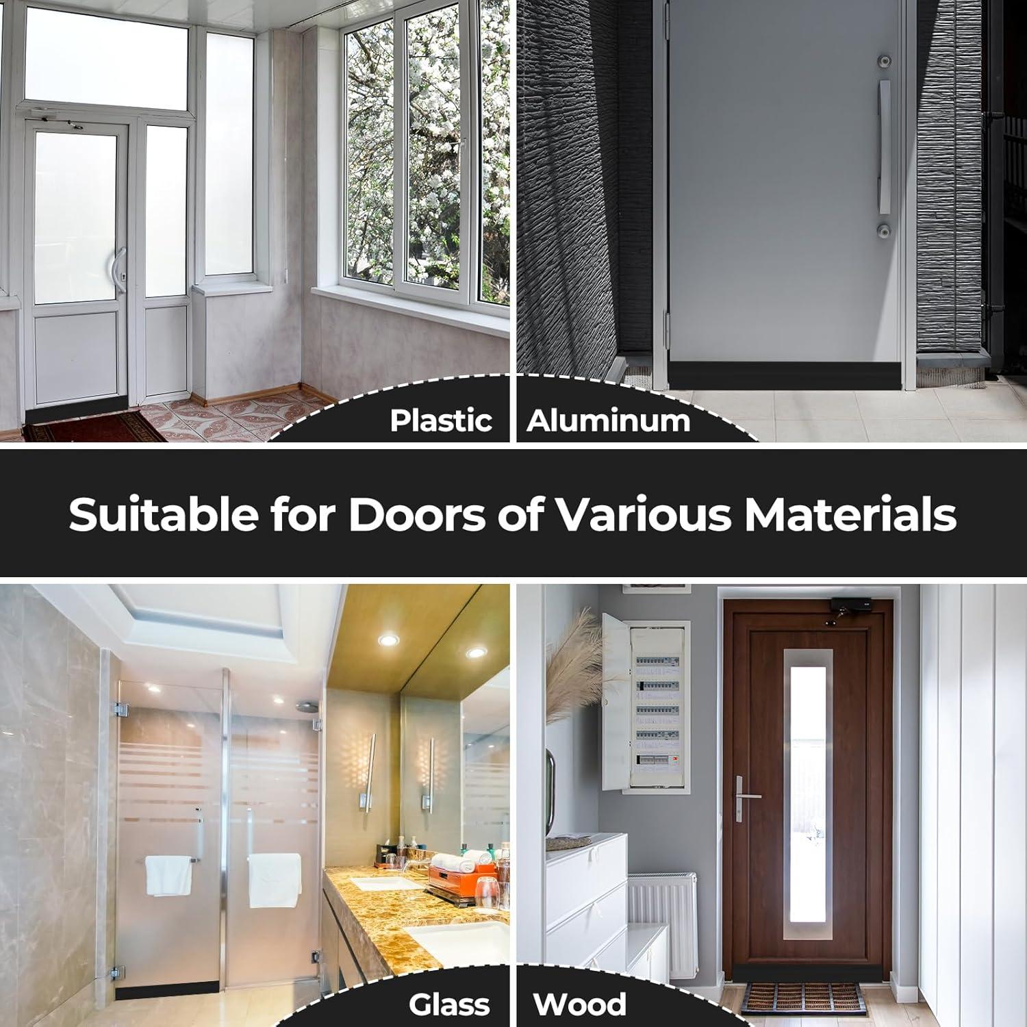 image:imageDoor Draft Stopper Weather Stripping Ohuhu 2 Pack 39 L x 2 W Under Door Bottom Seal Strip Sweep 1 Widened Backing Adhesive Blocker Gap Filler Flexible Noise Insulation Draft Guard Bottom of DoorBlack