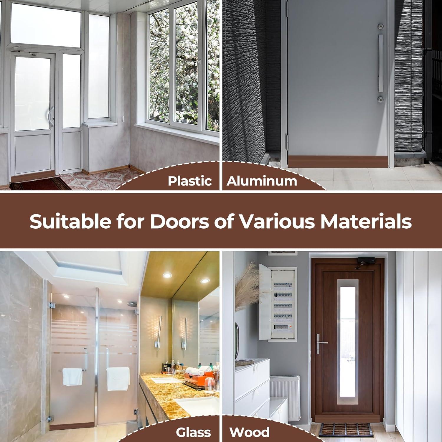 image:imageDoor Draft Stopper Weather Stripping Ohuhu 2 Pack 39 L x 2 W Under Door Bottom Seal Strip Sweep 1 Widened Backing Adhesive Blocker Gap Filler Flexible Noise Insulation Draft Guard Bottom of DoorBrown