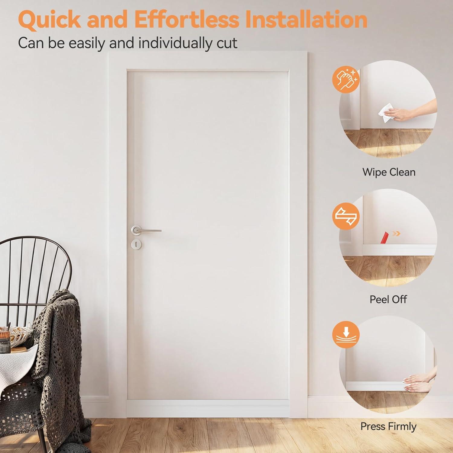 image:imageDoor Draft Stopper Weather Stripping Ohuhu 2 Pack 39 L x 2 W Under Door Bottom Seal Strip Sweep 1 Widened Backing Adhesive Blocker Gap Filler Flexible Noise Insulation Draft Guard Bottom of DoorWhite
