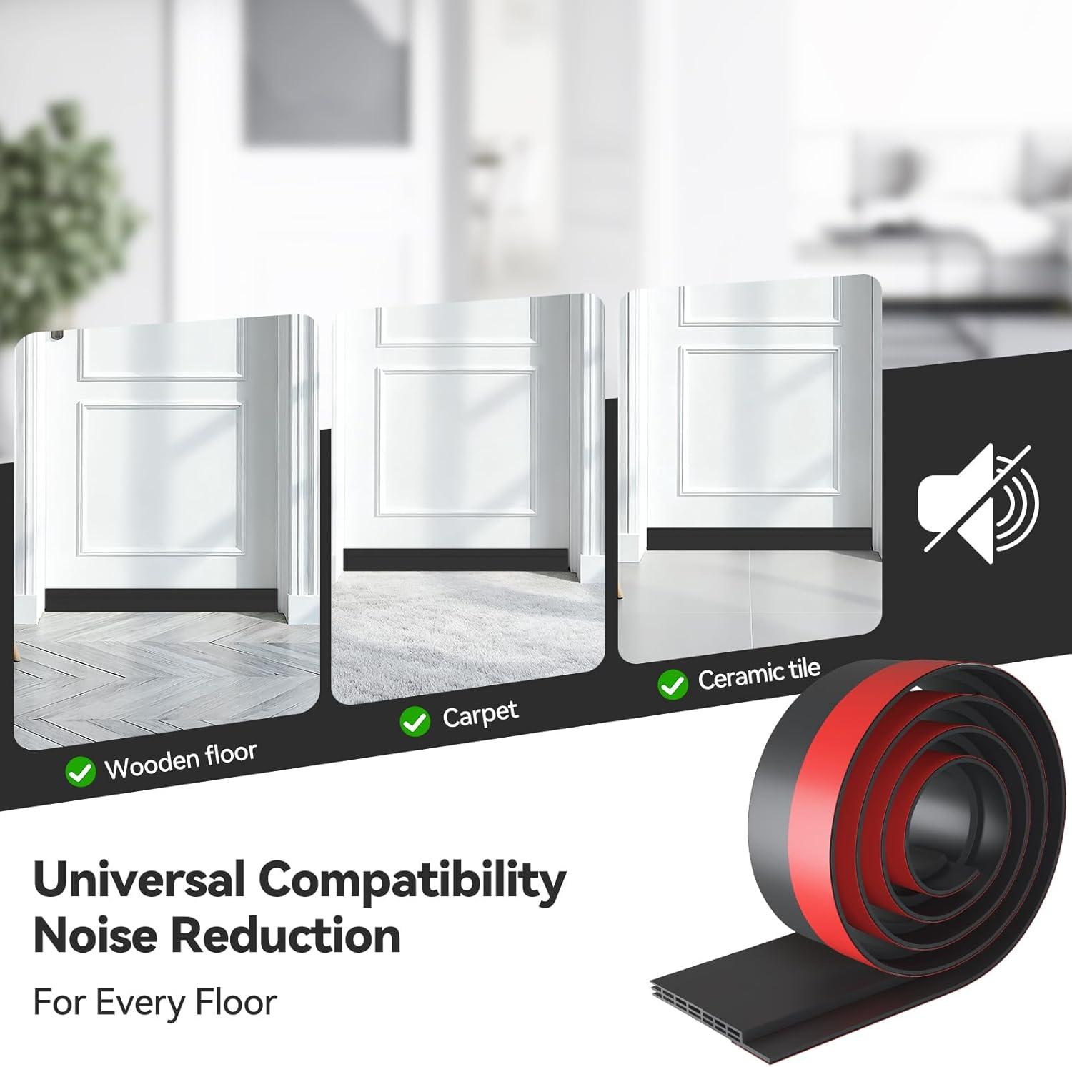 image:imageDoor Draft Stopper Weather Stripping Ohuhu 2 Pack 39 L x 2 W Under Door Bottom Seal Strip Sweep 1 Widened Backing Adhesive Blocker Gap Filler Flexible Noise Insulation Draft Guard Bottom of DoorBlack