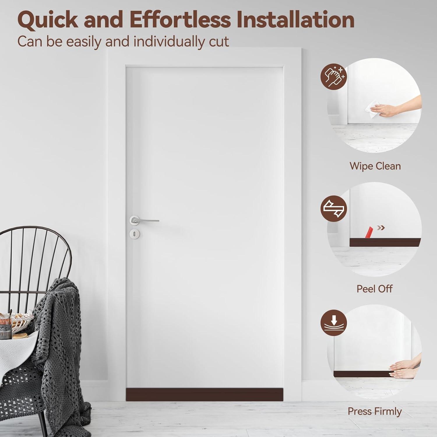 image:imageDoor Draft Stopper Weather Stripping Ohuhu 2 Pack 39 L x 2 W Under Door Bottom Seal Strip Sweep 1 Widened Backing Adhesive Blocker Gap Filler Flexible Noise Insulation Draft Guard Bottom of DoorBrown