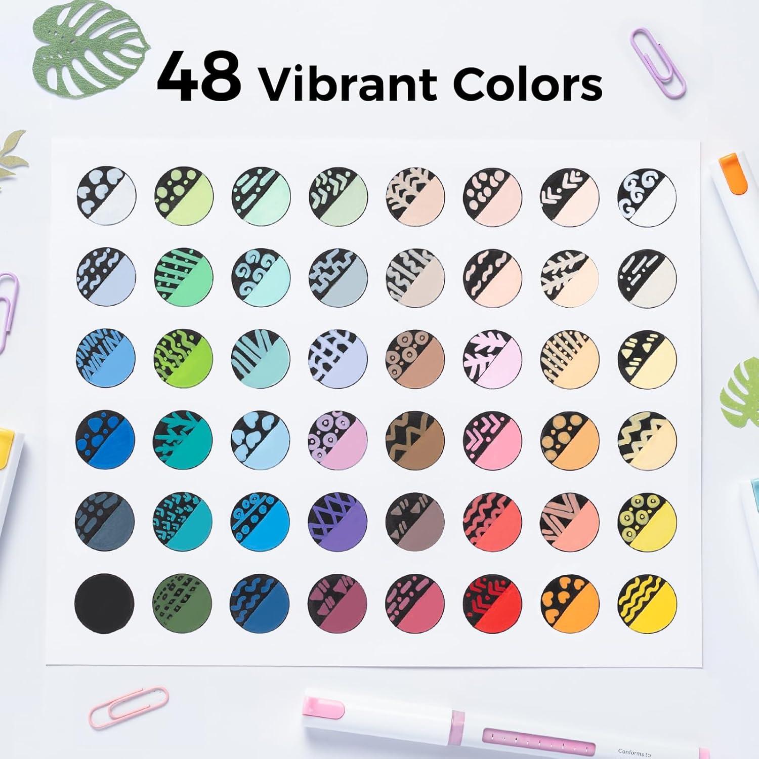 image:imageOhuhu Acrylic Paint Markers Brush Tip 48 Colors Automatic Ink Control Acrylic Markers High Opacity Paint Pens Waterproof Lightfast for Rock Painting 3D Prints Easter Eggs Wood DIY Crafts Kahuku