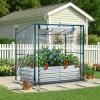 Ohuhu Raised Garden Bed with Cover Outdoor, 4x2x1 FT Galvanized Metal Planter Box with PVC Greenhouse Cover, Protects Plants from Frost Birds Insects, 3-in-1 Gardening Set for Vegetable Flower Herb(4x2x1 ft)