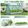 Ohuhu Raised Garden Bed with Cover Outdoor, 4x2x1 FT Galvanized Metal Planter Box with PVC Greenhouse Cover, Protects Plants from Frost Birds Insects, 3-in-1 Gardening Set for Vegetable Flower Herb(8x4x1 Ft)