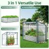 Ohuhu Raised Garden Bed with Cover Outdoor, 4x2x1 FT Galvanized Metal Planter Box with PVC Greenhouse Cover, Protects Plants from Frost Birds Insects, 3-in-1 Gardening Set for Vegetable Flower Herb(4x2x1 ft)