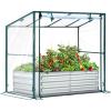 Ohuhu Raised Garden Bed with Cover Outdoor, 4x2x1 FT Galvanized Metal Planter Box with PVC Greenhouse Cover, Protects Plants from Frost Birds Insects, 3-in-1 Gardening Set for Vegetable Flower Herb(4x2x1 ft)