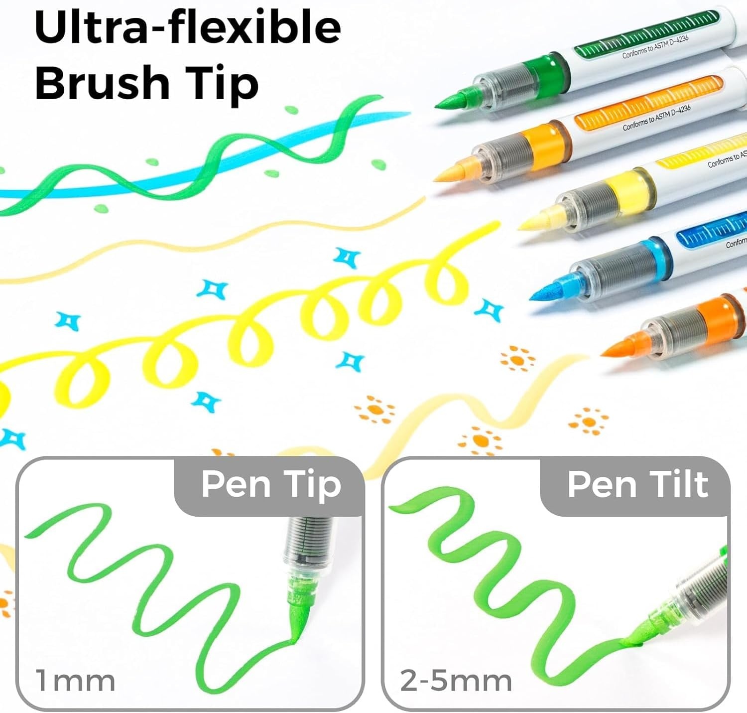 image:imageOhuhu Acrylic Paint Markers Brush Tip 72 Colors Automatic Ink Control Acrylic Markers High Opacity Paint Pens Waterproof Lightfast for Rock Painting 3D Prints Easter Eggs Wood DIY Crafts Nahuku72 Pack Brush