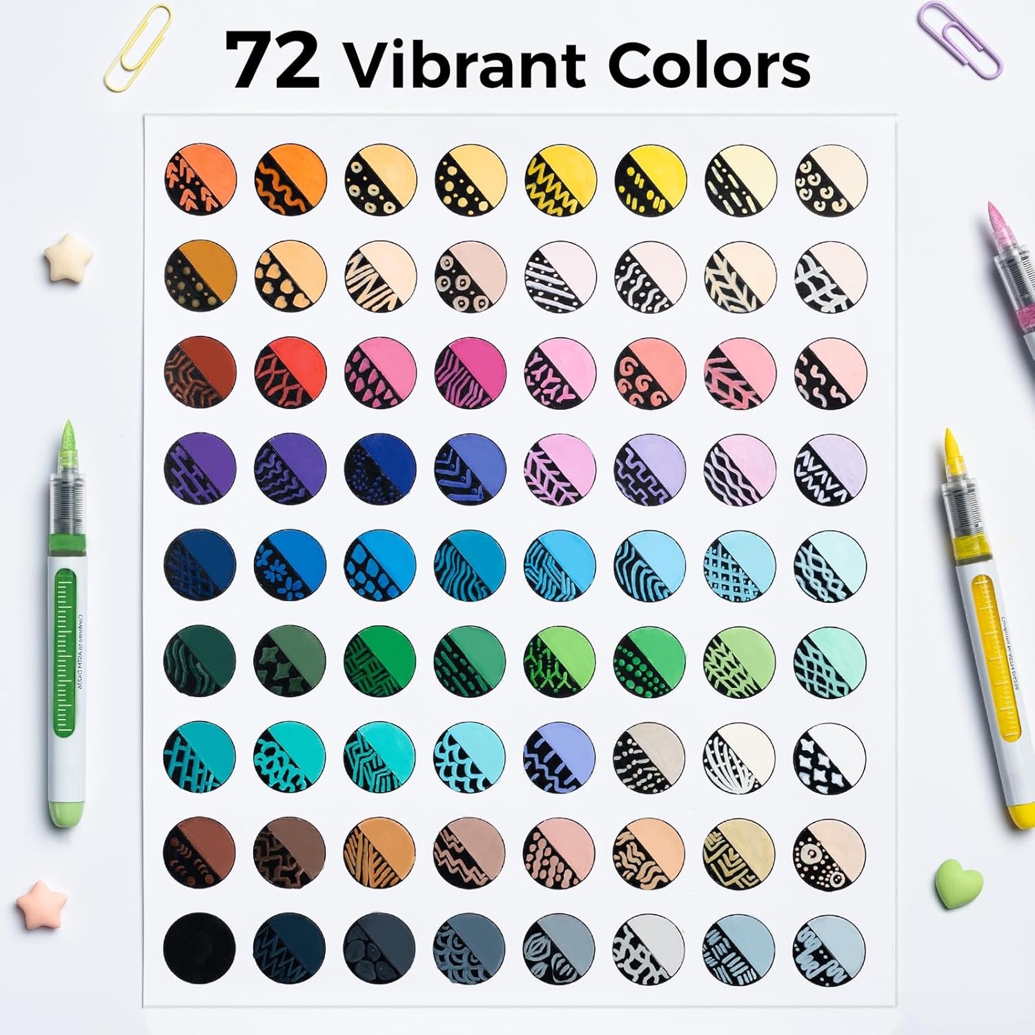 image:imageOhuhu Acrylic Paint Markers Brush Tip 72 Colors Automatic Ink Control Acrylic Markers High Opacity Paint Pens Waterproof Lightfast for Rock Painting 3D Prints Easter Eggs Wood DIY Crafts Nahuku72 Pack Brush