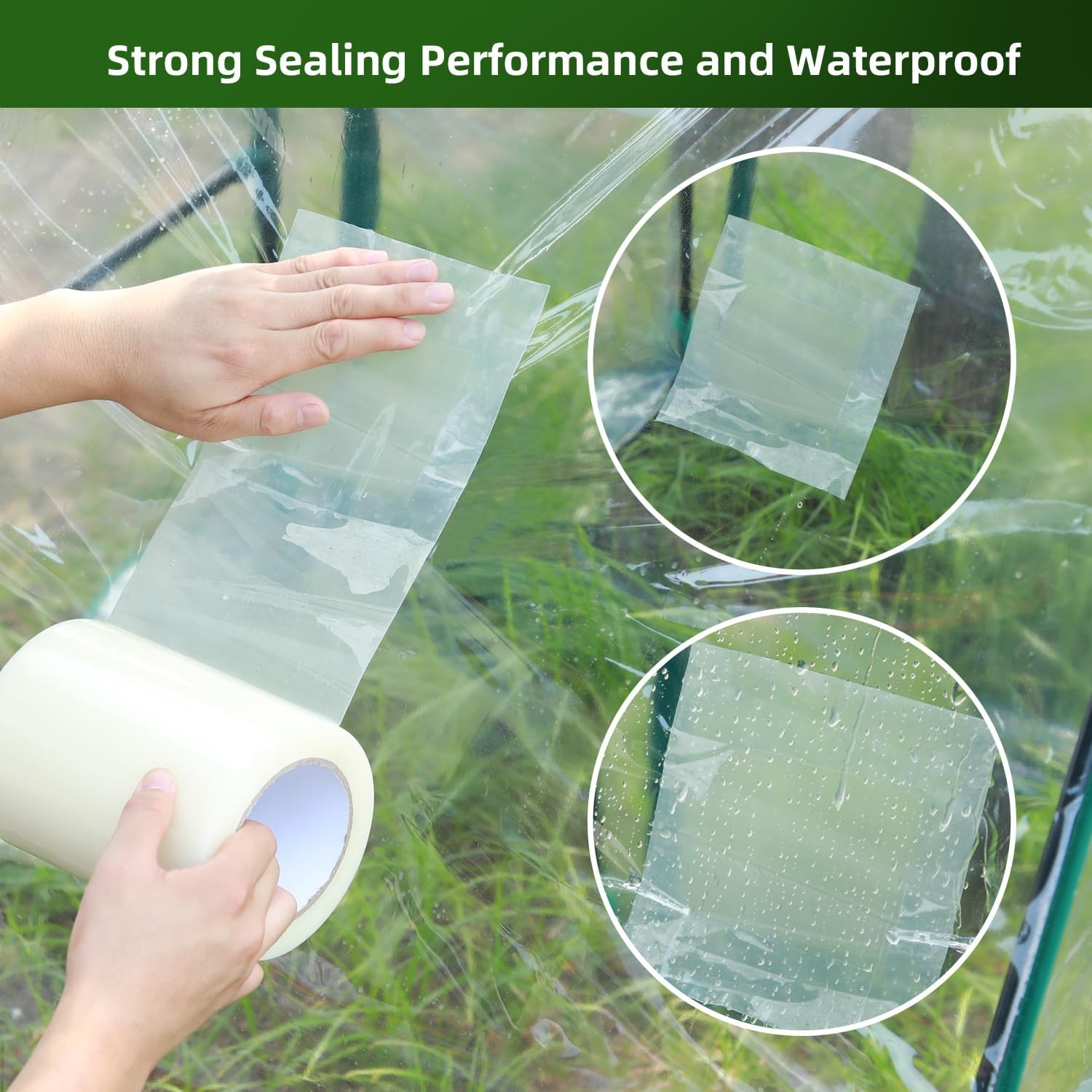 image:imageOhuhu Mini Greenhouse for Indoor Outdoor Greenhouse Repair Tape 6 x 98 63 mil Reinforced Clear Plastic