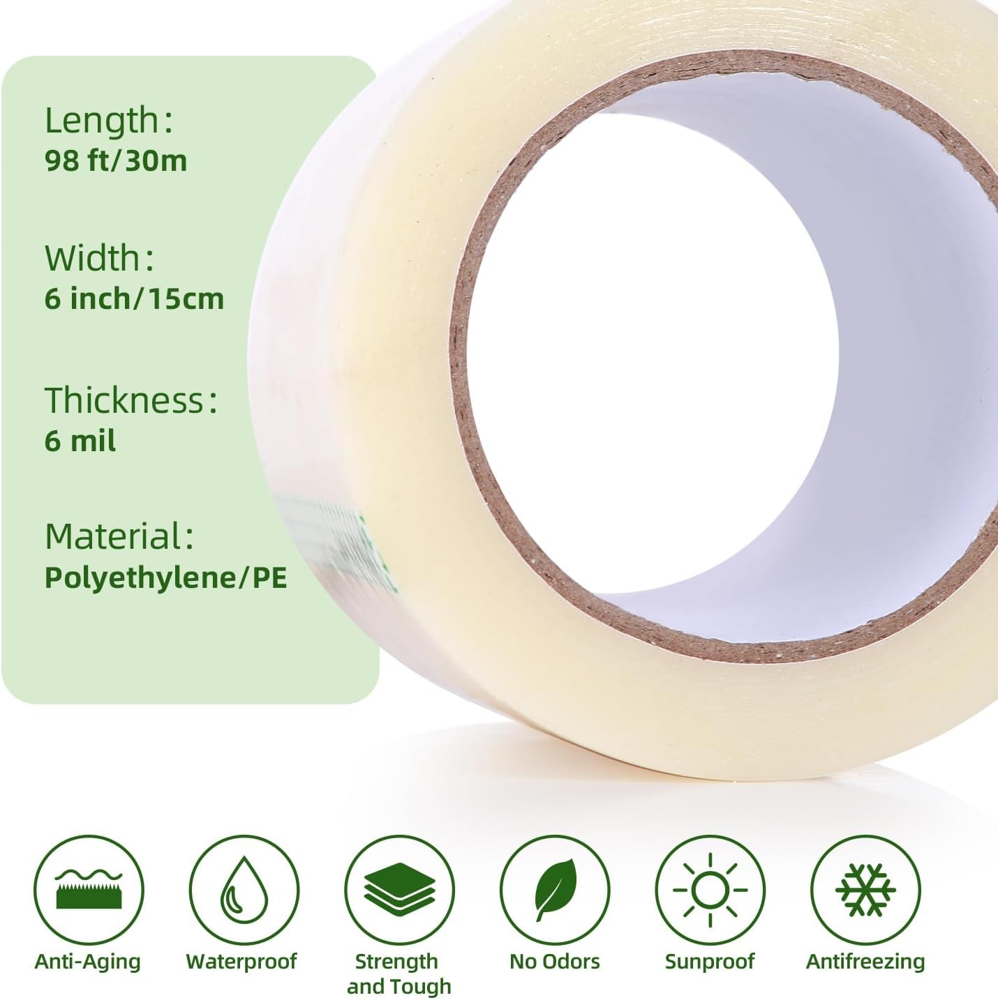 image:imageOhuhu Mini Greenhouse for Indoor Outdoor Greenhouse Repair Tape 6 x 98 63 mil Reinforced Clear Plastic