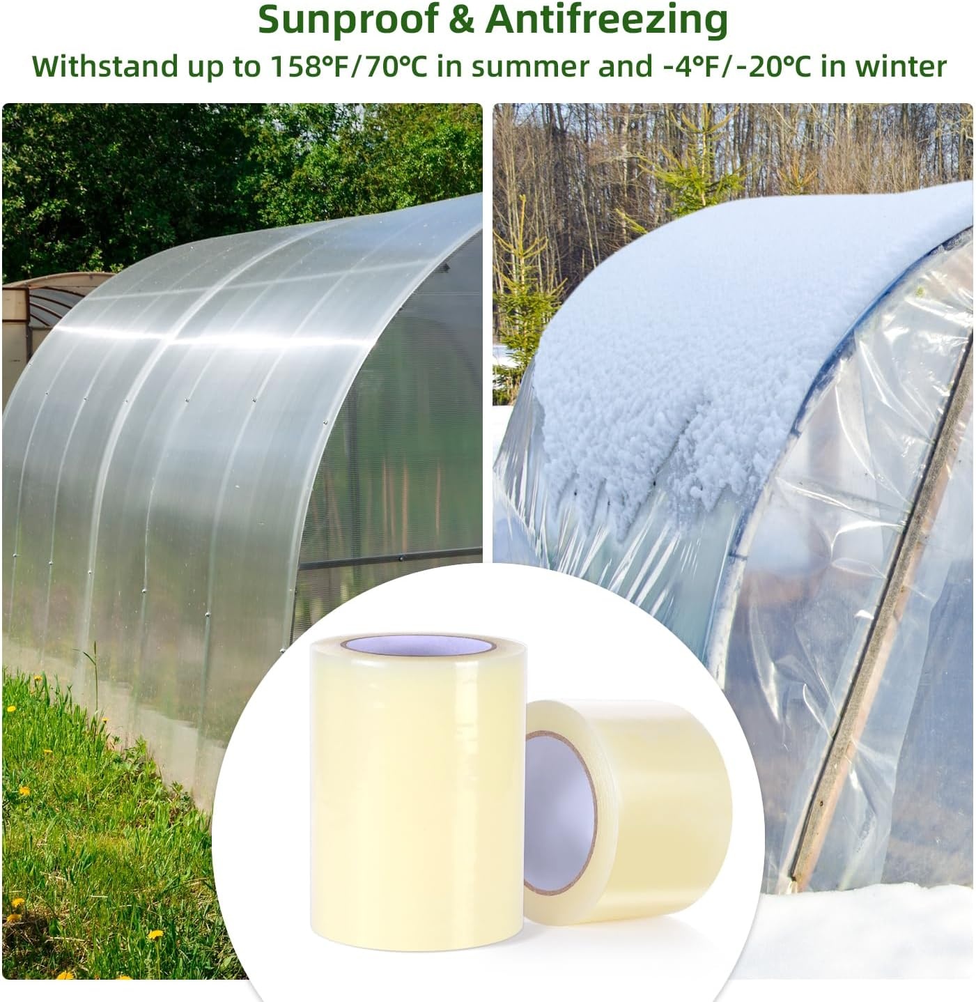 image:imageOhuhu Mini Greenhouse for Indoor Outdoor Greenhouse Repair Tape 6 x 98 63 mil Reinforced Clear Plastic