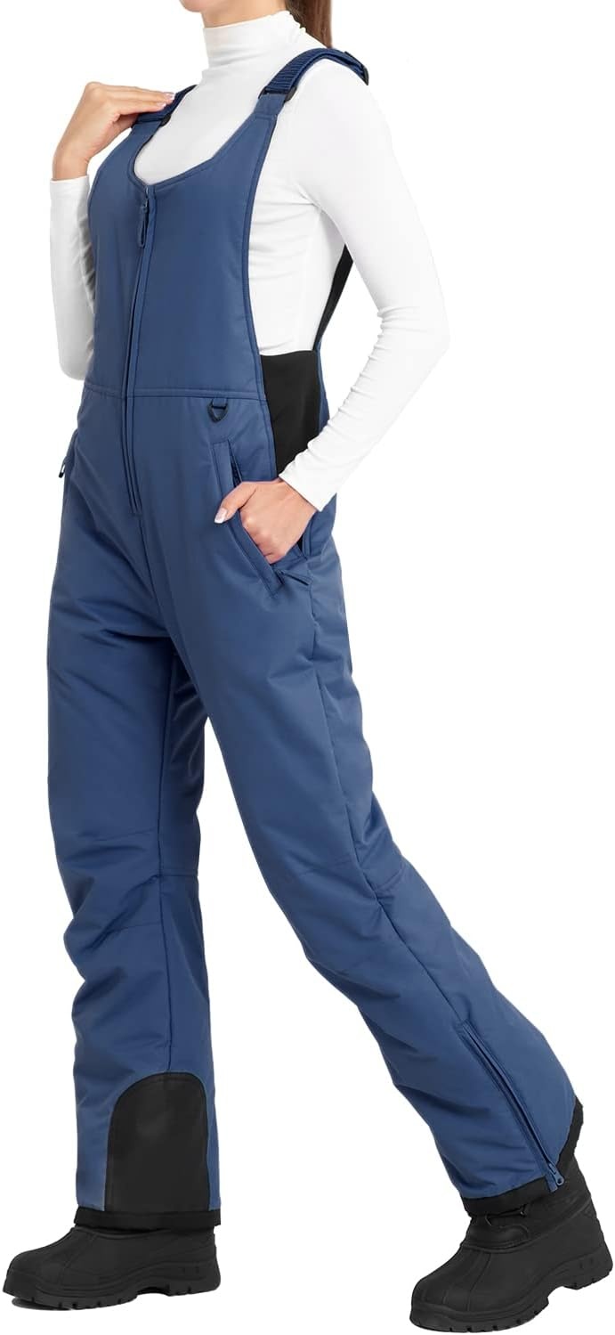 image:imageOhuhu Snow Pants Womens Snow Bibs Essential Insulated Ski Bib Overalls for Women Snowboarding Winter Navy L