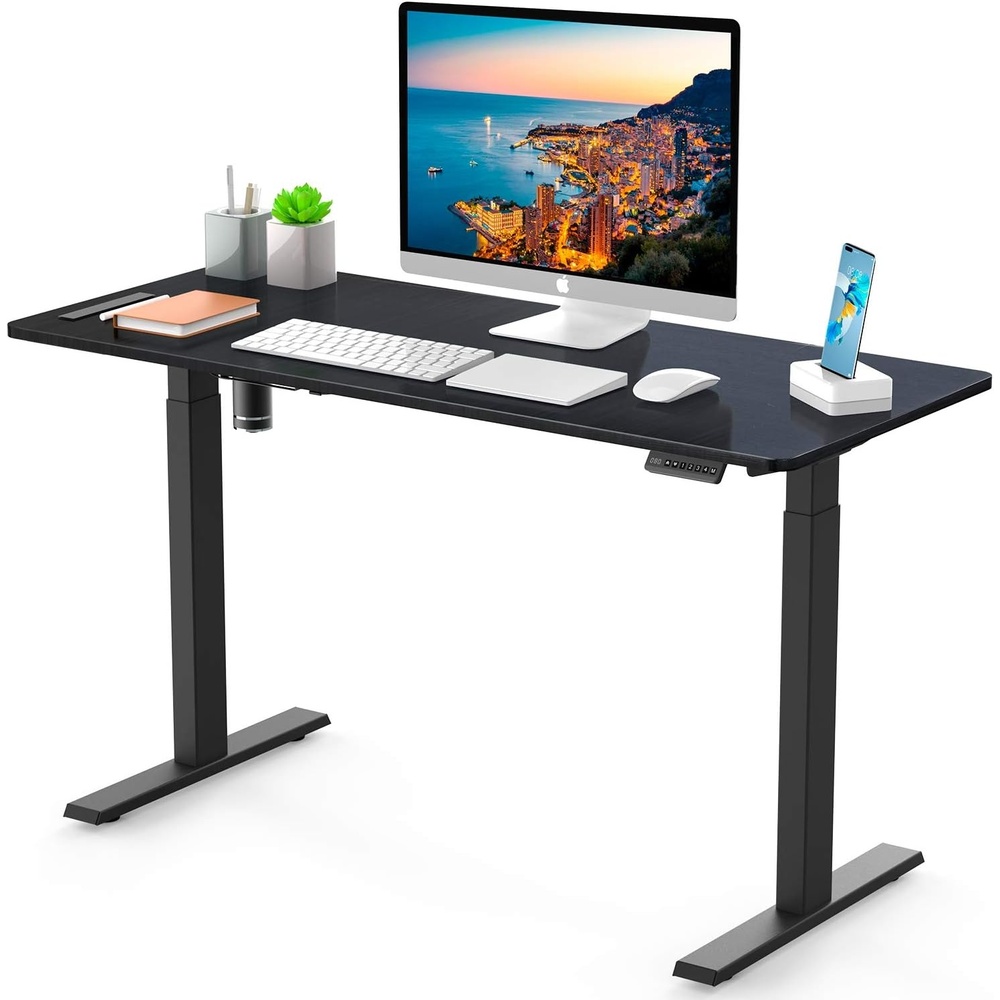 image:imageOhuhu Adjustable Height Electric Standing Desk 55x24 Inch Extra Large Stand Up Desk with 4 Settable Memory Heights Modern Ergonomic Home Office Desks Computer Table for Work Study