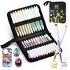 Ohuhu Acrylic Paint Markers Brush Tip: 72 Colors Automatic Ink Control Acrylic Markers High Opacity Paint Pens Waterproof Lightfast for Rock Painting 3D Prints Easter Eggs Wood DIY Crafts- Nahuku(24 Pack Brush)